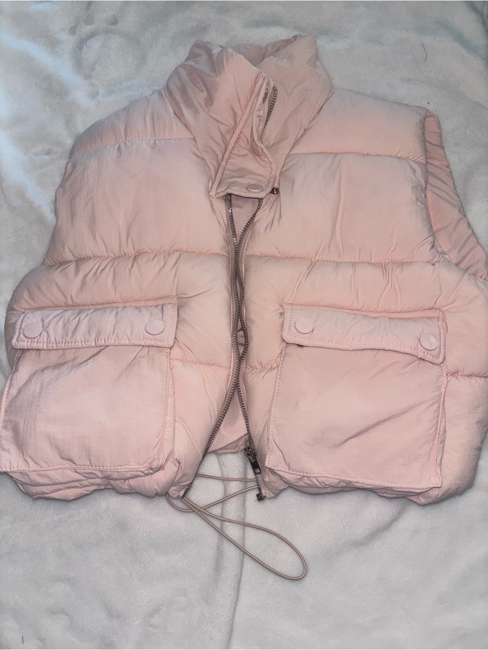 Forever 21 Pale Pink Cropped Puffer Vest